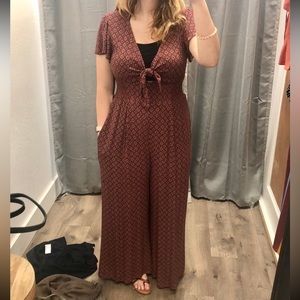 Cotton Candy LA Rust / Teal Wide Leg Jumpsuit | Size Large